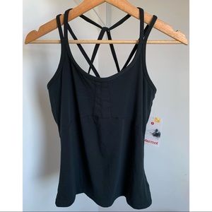 Marmot • M • Willow Strappy Tank Top Solid Black Built in Bra